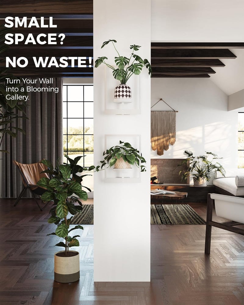 Bamworld White Plant Stand Indoor, Plant Hanger Wall Planters for Indoor Plants Window Plant Shelves Plant Holder Wall Decor, Room Decor (Patent Design) - Image 5